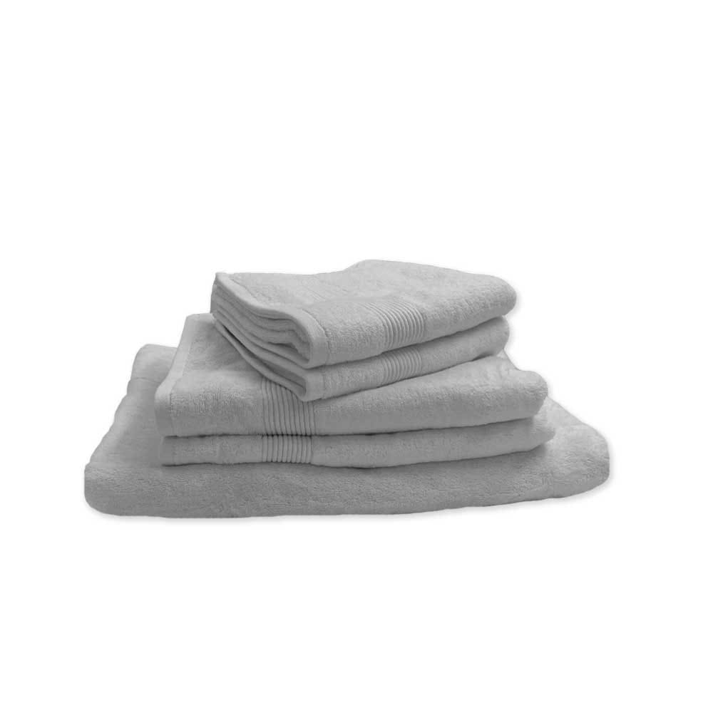 Lot de 5 serviettes de bain 600 g en coton et bambou gris perle