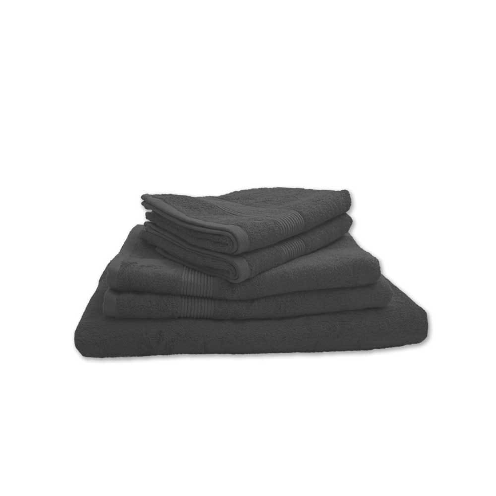Lot de 5 serviettes de bain 600 g en coton et bambou anthracites