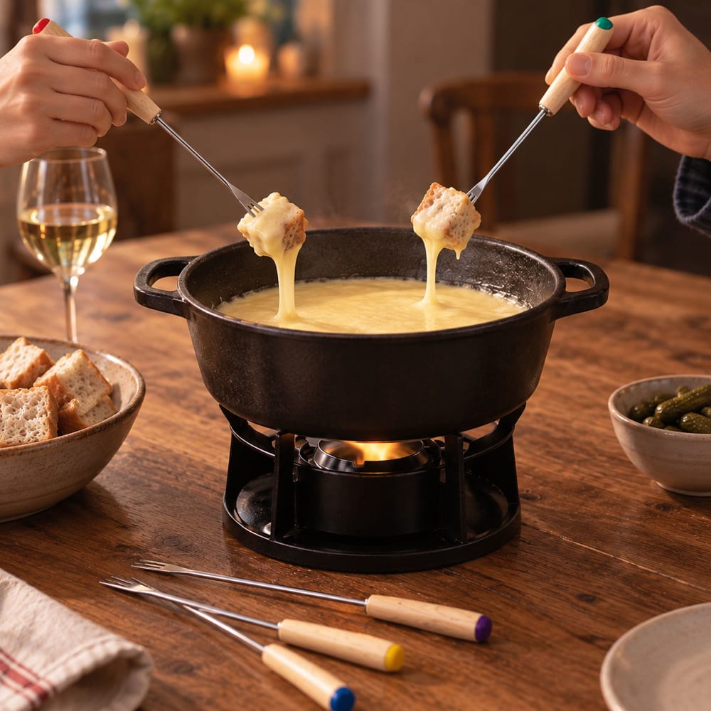 6 fourchettes à fondue en acier inoxydable et bois 6 fourchettes à fondue en acier inoxydable et bois