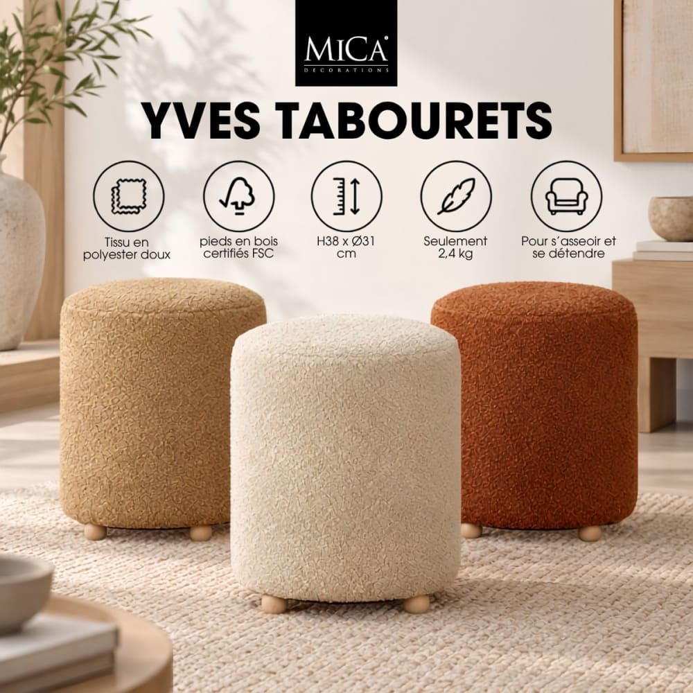 Tabouret marron clair h38xl31xl31cm Tabouret marron clair h38xl31xl31cm