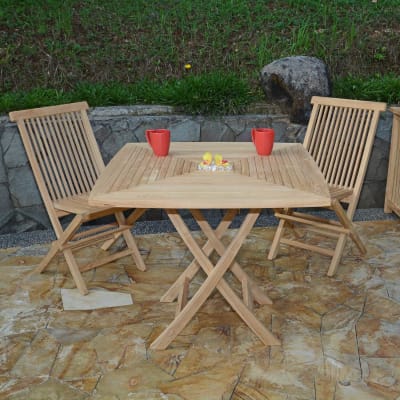 Salon de jardin 2 chaises en teck massif