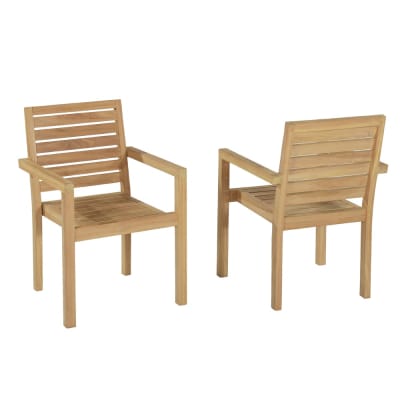 Fauteuils de jardin empilables en teck  (lot de 2)