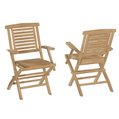 Fauteuils de jardin pliants en teck massif  (lot de 2)