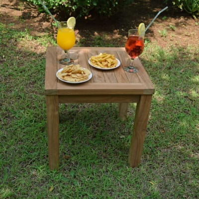 Table d'appoint d'extérieur en teck massif L 45 cm