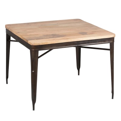 Table à manger en bois massif et métal 4 personnes l100