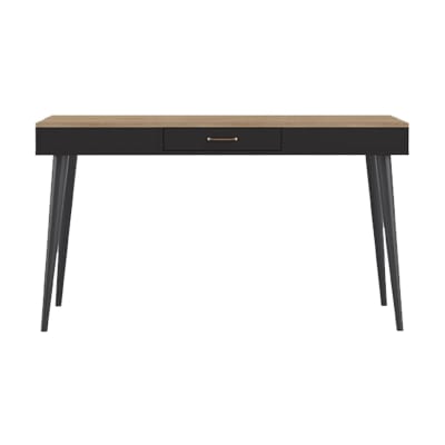Bureau 1 tiroir effet bois noir et chêne naturel