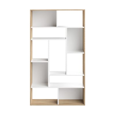 Bibliothèque effet bois blanc et chêne naturel