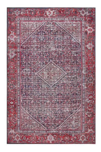 Tapis plat motif vintage rouge et noir pour une déco bohème  190x130