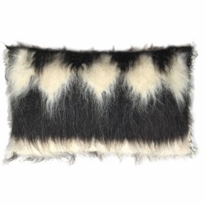 Coussin rectangle losange en laine noir 40x70