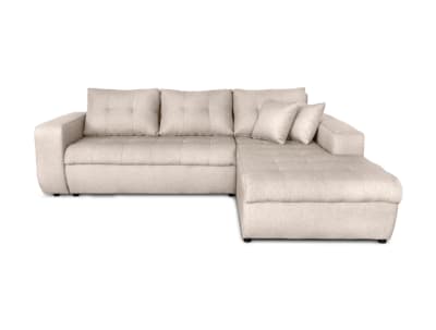Canapé d'angle convertible en tissu - beige - angle droit
