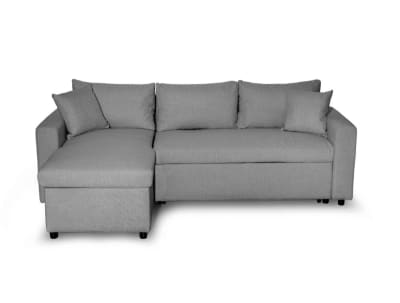 Canapé d'angle convertible coffre noir en microfibre - gris