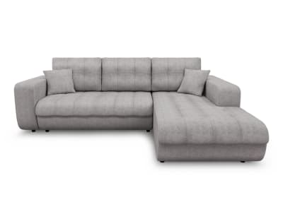 Canapé d'angle convertible en tissu - gris clair - angle droit