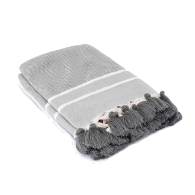 Plaid coton gris moyen 160x250