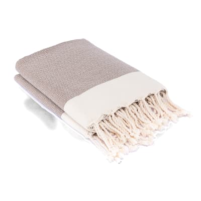 Plaid coton taupe & écru 160x250