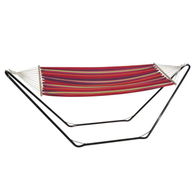 Hamac à barre avec support en tissu rayé rose