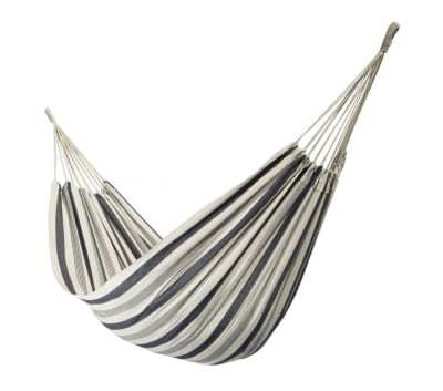 Hamac double en toile rayé écru et gris