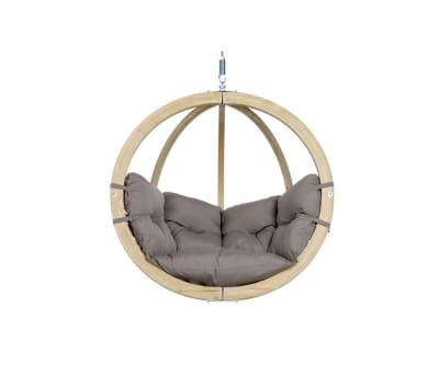 Fauteuil suspendu taupe avec structure en bois