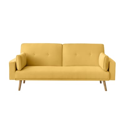 Canapé droit scandinave convertible 3 places en tissu - jaune