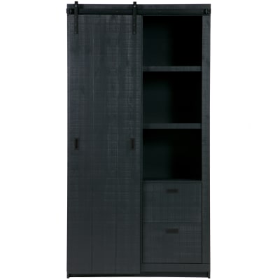 Armoire à porte coulissante en bois noir
