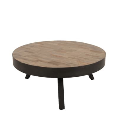 Table basse ronde en bois et acier