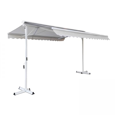 Store double pente avec coffre  en aluminium écru