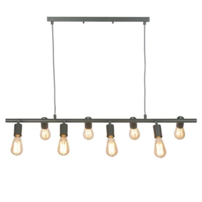 Suspension 8 lumières métal noir L105cm
