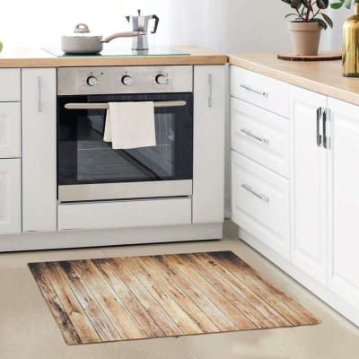 Tapis de cuisine imprimé bois marron 45x75 - vinyle antidérapant