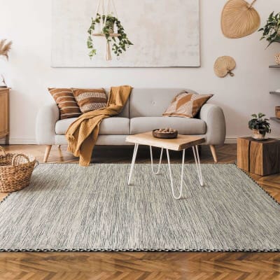 Tapis en coton tissé et tressé blanc 160x230