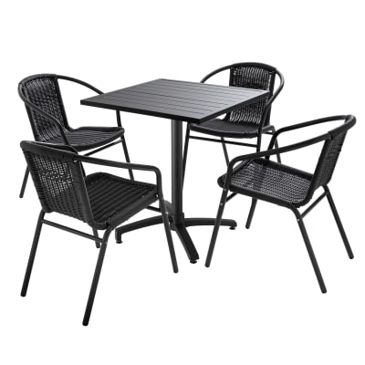 Table de jardin 4 fauteuils en résine tressée anthracite