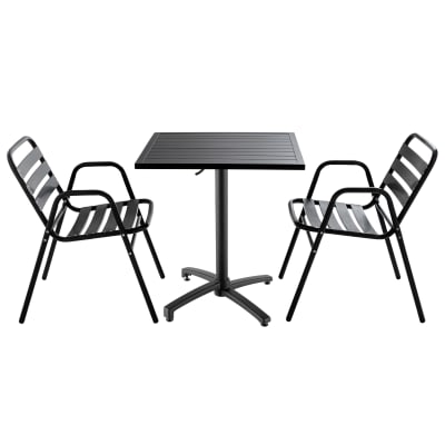 Table de jardin bistrot 2 places en aluminium anthracite