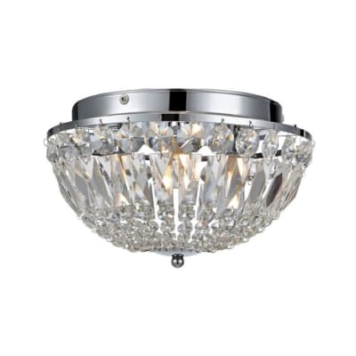 Plafonnier salle de bain 3 lumières métal/cristal D30cm