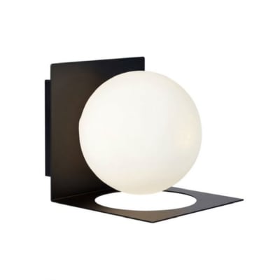Applique de salle de bain métal noir/verre dépoli D12cm