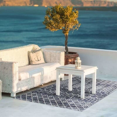 Tapis pour intérieur-extérieur motif géo bleu 120x170