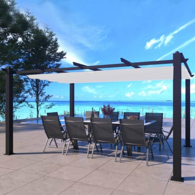 Pergola auto-portée 3 x 4 m avec toile rétractable beige