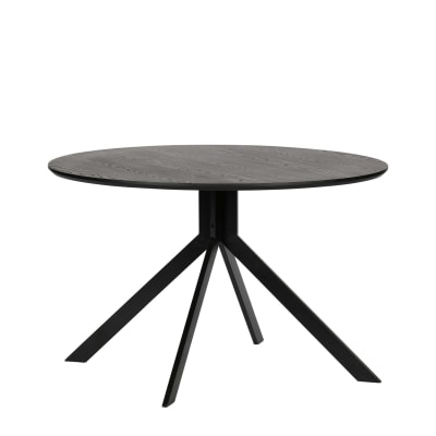 Table à manger 4 personnes ronde en bois et métal noir