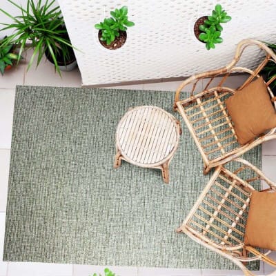 Tapis effet tweed pour intérieur et extérieur vert 120x170