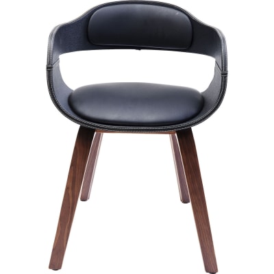 Chaise avec accoudoirs noire et peuplier laqué
