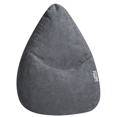 Pouf poire xxl d'intérieur velours ras anthracite 80x130