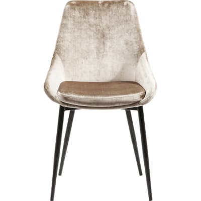 Chaise en velours beige et acier