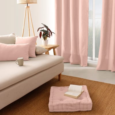 Coussin de sol uni en pur coton vieux rose 50x50x10 cm