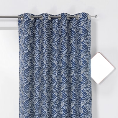 Rideau d'ameublement imprimé art déco polyester bleu 135x250 cm