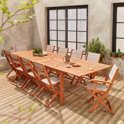 Ensemble de jardin en bois eucalyptus 10 places gris