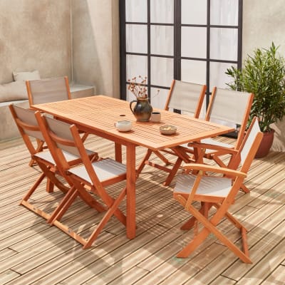Ensemble de jardin en bois 6 places gris
