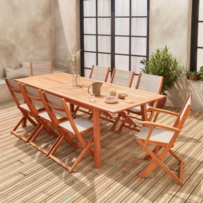 Ensemble de jardin en bois eucalyptus 8 places gris