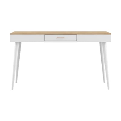 Bureau 1 tiroir effet bois blanc et chêne naturel