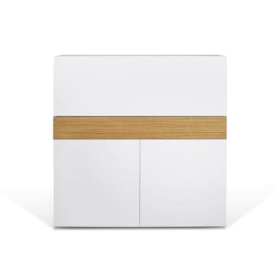 Bureau 1 tiroir effet bois blanc et chêne naturel