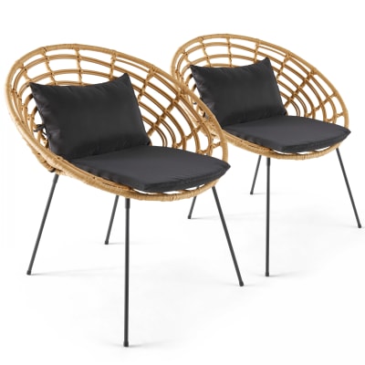 Lot de 2 fauteuils en rotin synthétique