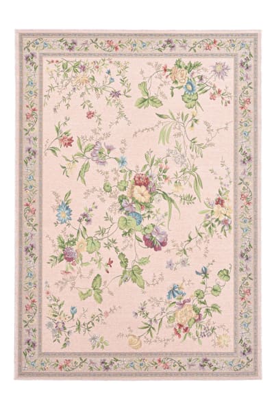 Tapis floral tissé plat - rose 140x200 cm
