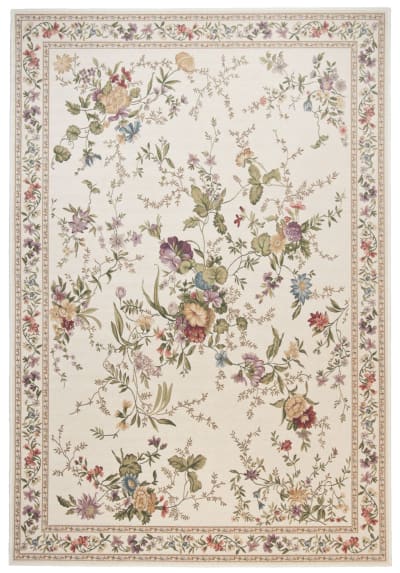 Tapis floral tissé plat - crème 160x230 cm