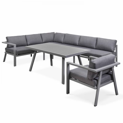 Salon jardin d'inspiration scandinave 8 places gris